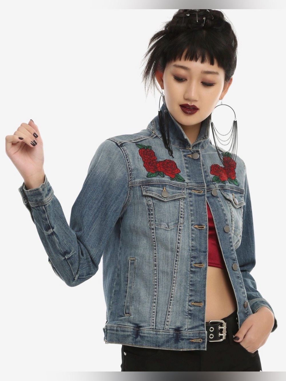 Hot Topic Disney Beauty and the Beast long sleeve Jean jacket size 2X